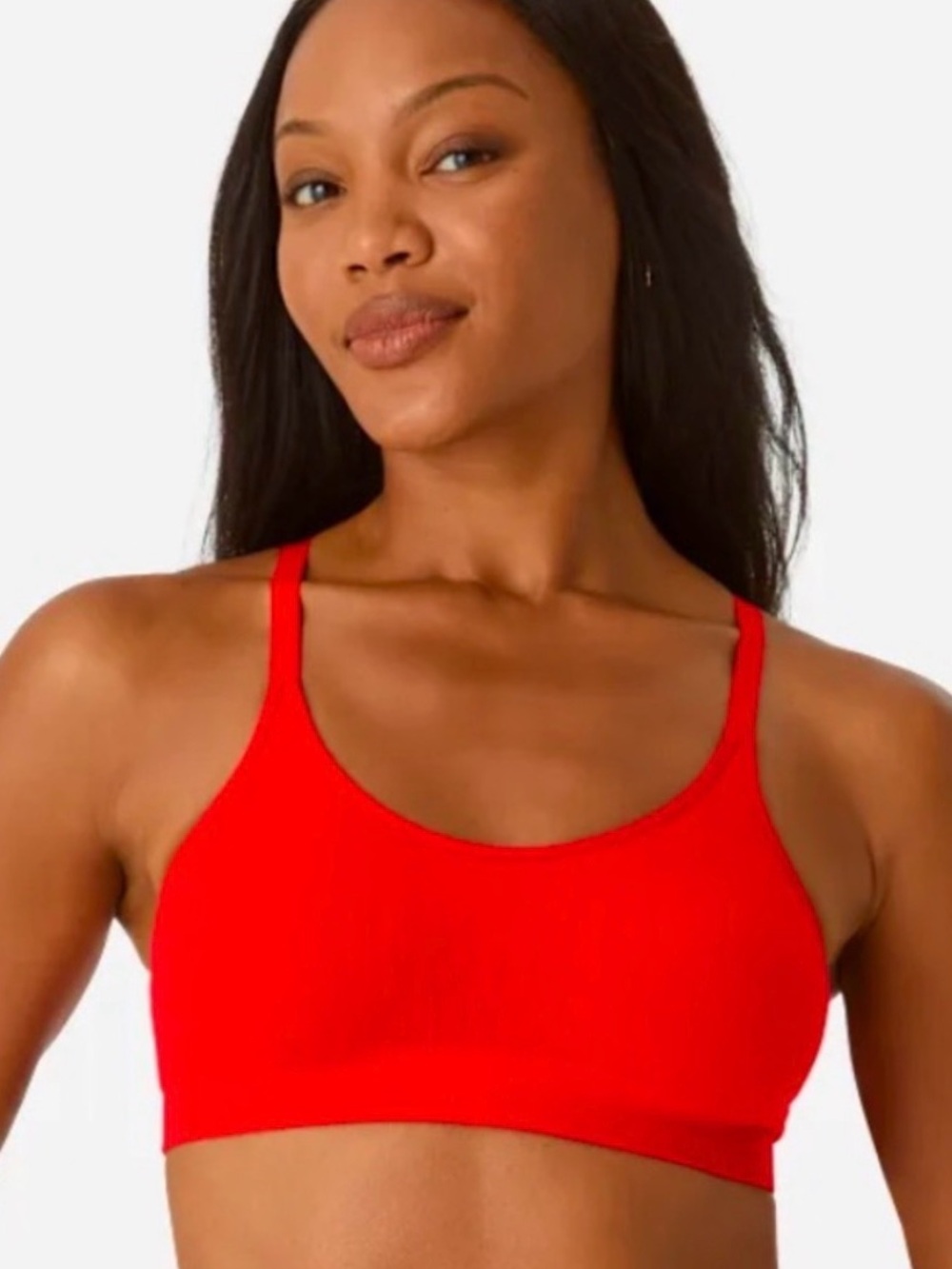 Bombas Red Seamless Modal Blend Bralette Light Support Lounge Bra M/L